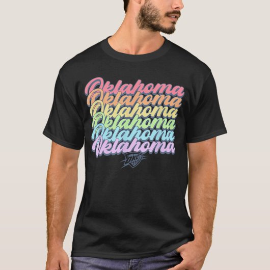 NBA Oklahoma Cityhunder Pastel Rainbow Pride Stack T-shirt (Voorkant)