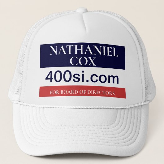 NBC BOD Campaign Button Trucker Pet (Voorkant)