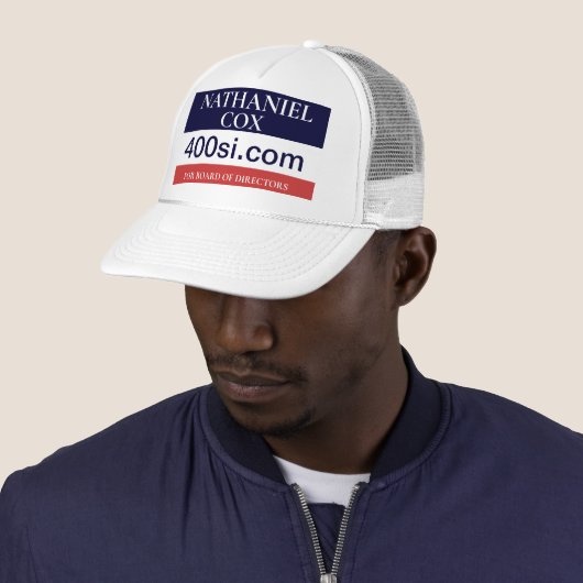 NBC BOD Campaign Button Trucker Pet (In situ)