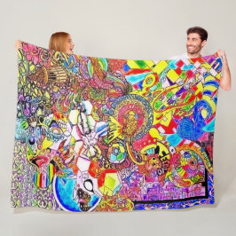 NBK Alice Acid Trip psychedelic Collage Fleece Deken