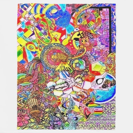 NBK Alice Acid Trip psychedelic Collage Fleece Deken (Voorkant)