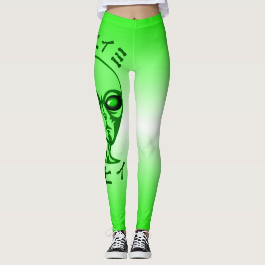 NBK Neon Alien Love Black Light Rave Leggings (Voorkant)