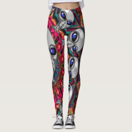 NBK Psychedelic Alien Black Light Rave Mandala Leggings
