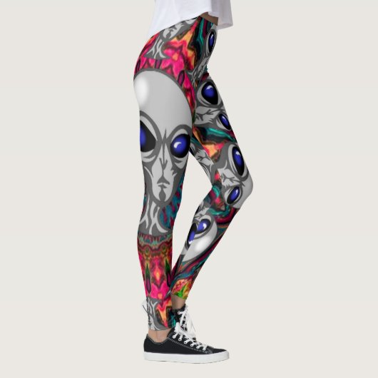 NBK Psychedelic Alien Black Light Rave Mandala Leggings (Rechts)