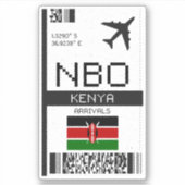 NBO Kenya Boarding Pass - Afrika Reizen Sticker (Voorkant)