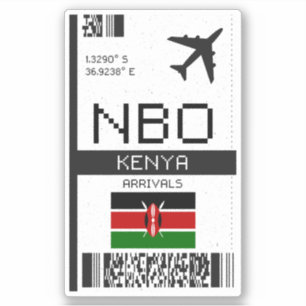 NBO Kenya Boarding Pass - Afrika Reizen Sticker