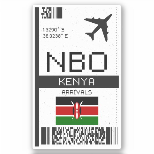 NBO Kenya Boarding Pass - Afrika Reizen Sticker (Voorkant)