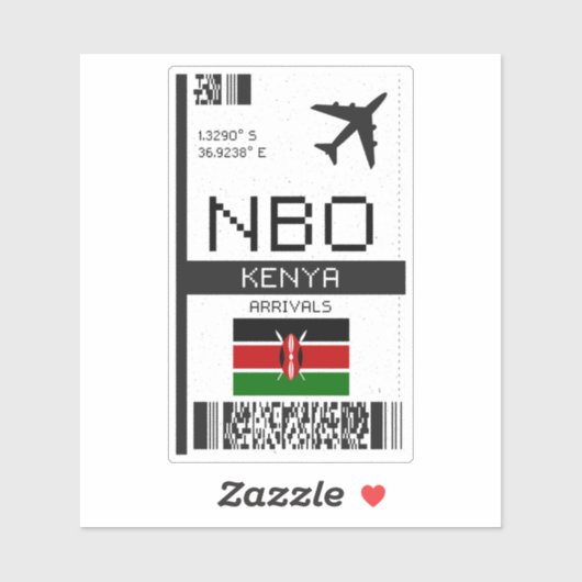 NBO Kenya Boarding Pass - Afrika Reizen Sticker (Vel)