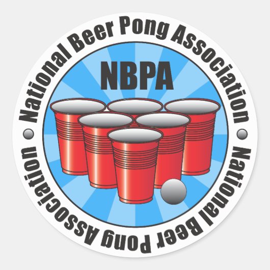 NBPA Nationale Bier Pong Vereniging Starburst Ronde Sticker (Voorkant)