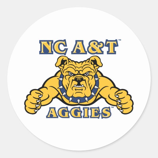 NC A&T Aggies Aggie Bulldog | Ronde Sticker (Voorkant)