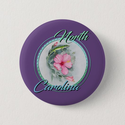 NC Anole & Hibiscus Ronde Button 5,7 Cm (Voorkant)