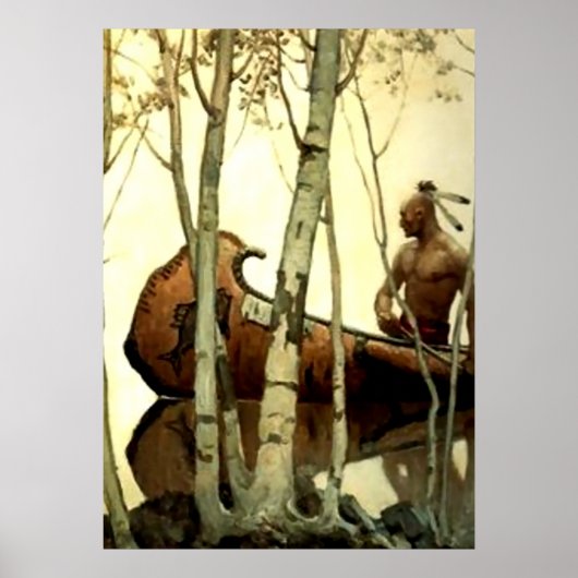 NC Wyeth Historical Painting Indian Canoe #2 Poster (Voorkant)