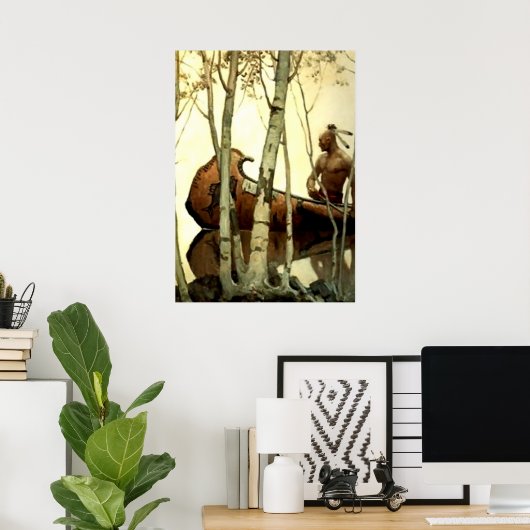 NC Wyeth Historical Painting Indian Canoe #2 Poster (Thuiskantoor)