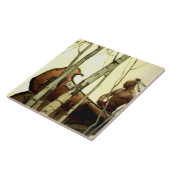 NC Wyeth Historical Painting Indian Canoe #2 Tegeltje (Zijkant)