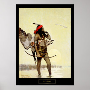 NC Wyeth Historical Painting Native Indian Hunting Poster