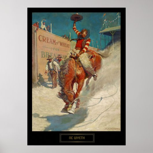 NC Wyeth historisch schilderij "De rodeo" Poster (Voorkant)