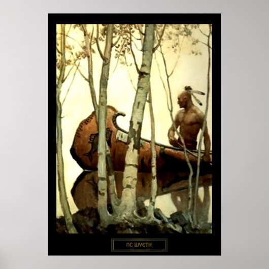 NC Wyeth historische schilderij Indian Canoe #2 Poster (Voorkant)