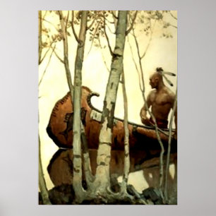 NC Wyeth historische schilderij Indian Canoe #2 Poster