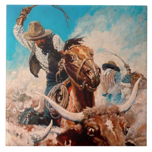 NC Wyeth Painting "Cutting Out" Tegeltje (Voorkant)