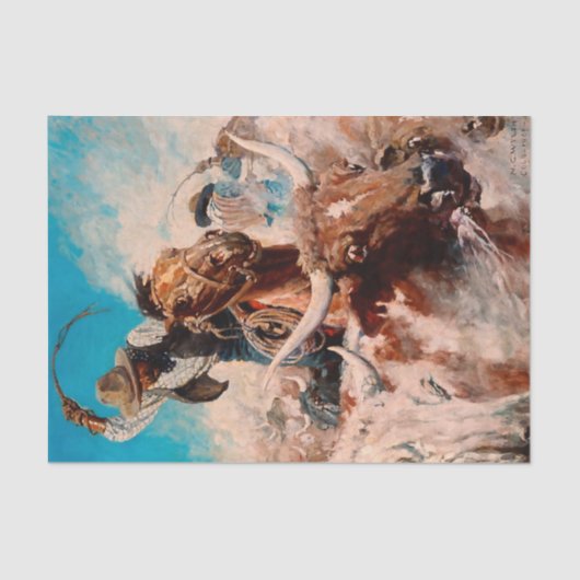 NC Wyeth Painting "Cutting Out" Tissuepapier (Voorkant)