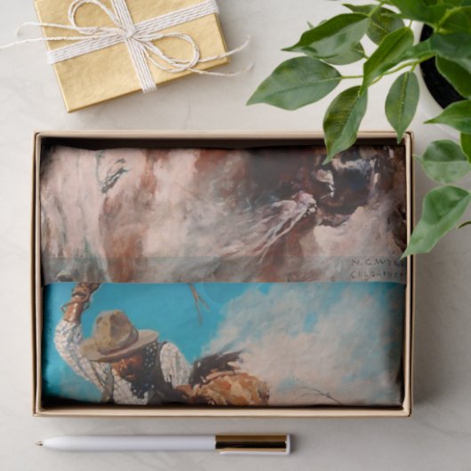 NC Wyeth Painting "Cutting Out" Tissuepapier (Geschenk)