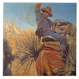 NC Wyeth schilderij "Horse joing from slang" Tegeltje