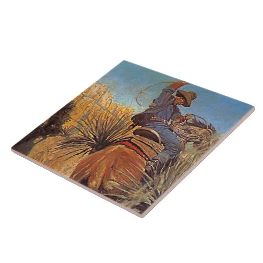 NC Wyeth schilderij "Horse joing from slang" Tegeltje (Zijkant)