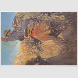 NC Wyeth-schilderij "Paard springt van slang" Tissuepapier