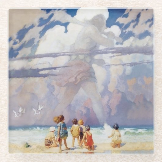 NC Wyeth The Giant Artwork Beach Coastal Glazen Onderzetter (Voorkant)