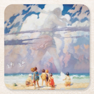 NC Wyeth The Giant Artwork Beach Coastal Kartonnen Onderzetters