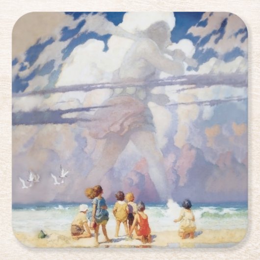 NC Wyeth The Giant Artwork Beach Coastal Kartonnen Onderzetters (Voorkant)