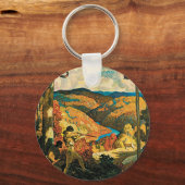  NC Wyeth Travel Poster, in Old Kentucky Sleutelhanger (Achterkant)