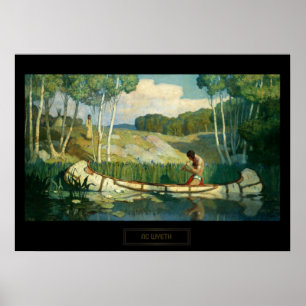 NC Wyeth Western Painting Indian Love Call Poster
