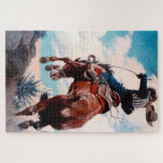 NC Wyeth Western schilderen "Bucking" Legpuzzel (Horizontaal)