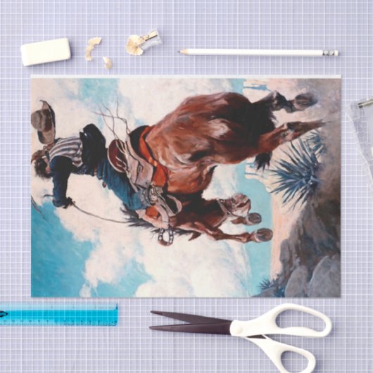 NC Wyeth Western schilderen "Bucking" Tissuepapier (Craft)