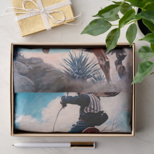 NC Wyeth Western schilderen "Bucking" Tissuepapier (Geschenk)