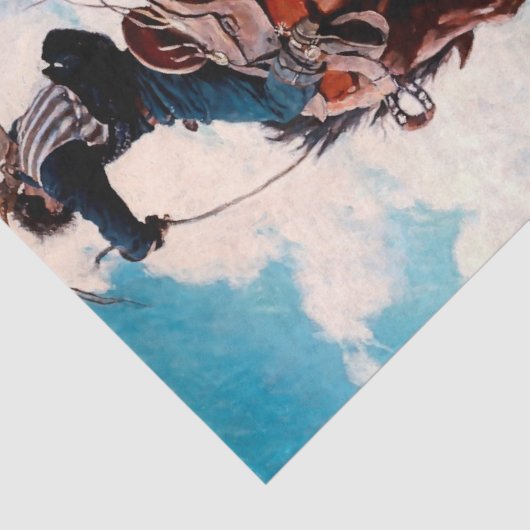 NC Wyeth Western schilderen "Bucking" Tissuepapier (Detail)