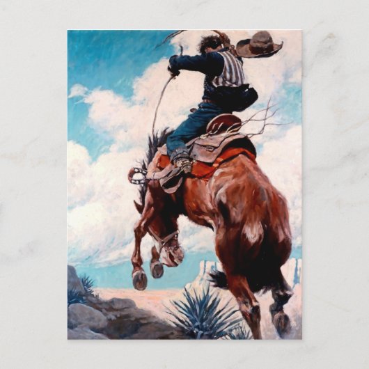 NC Wyeth Westers Schilderij "Bucking" Briefkaart (Voorkant)