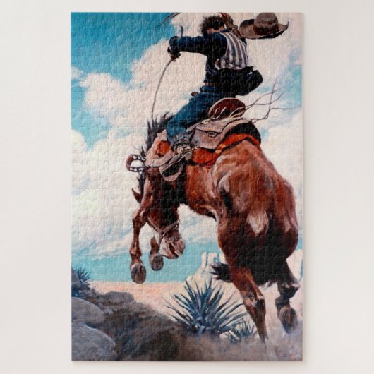 NC Wyeth Westers Schilderij "Bucking" Legpuzzel (Verticaal)