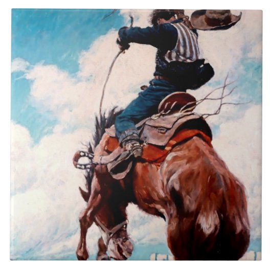 NC Wyeth Westers Schilderij "Bucking" Tegeltje (Voorkant)