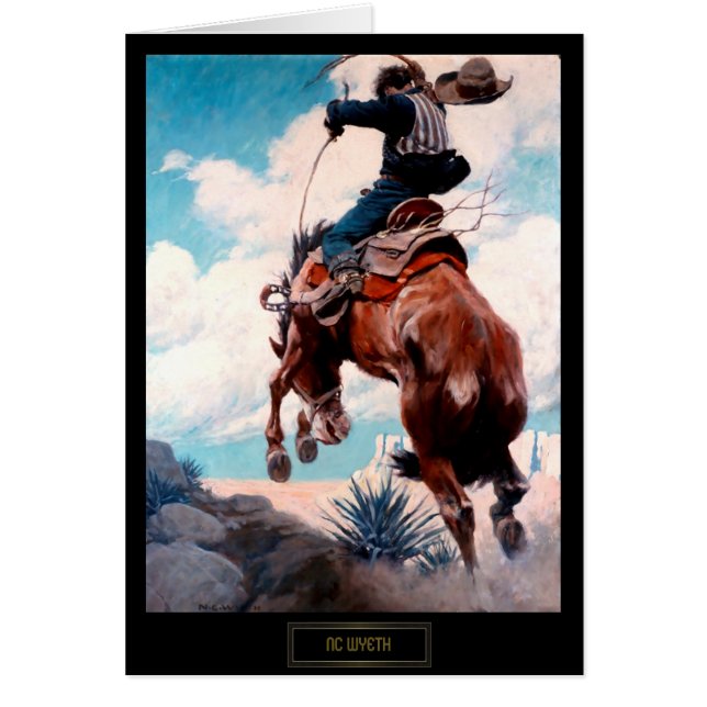 NC Wyeth-wildwestschilderij "Bucking" (Voorkant)