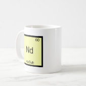 Nd - Natuurlijk Chemie Element Symbool Grappig Koffiemok (Voorkant links)