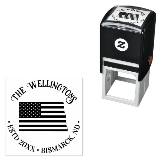 ND Staatskaart Sterren Stripes Familienaam Datum L Zelfinktende Stempel (In situ)