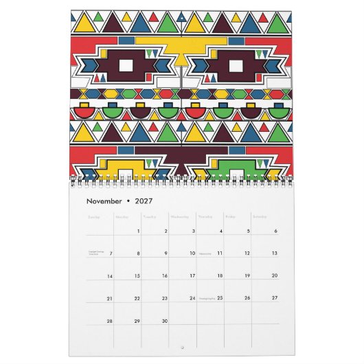 Ndebele-patronen: een jaar van levendige traditie kalender (Nov 2027)