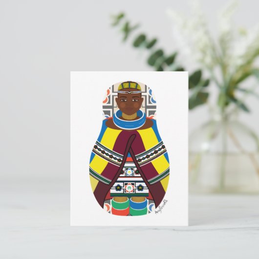 Ndebele, Zuid-Afrikaans Matryoshka-Briefkaart Briefkaart (Staand voorkant)