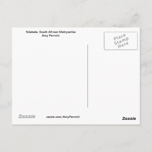 Ndebele, Zuid-Afrikaans Matryoshka-Briefkaart Briefkaart (Achterkant)