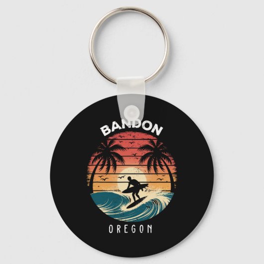 Ndon Oregon Surfplank Golven Strand  Sleutelhanger (Voorkant)