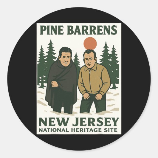 Ne Barrens New Jersey Graphic Design  Ronde Sticker (Voorkant)