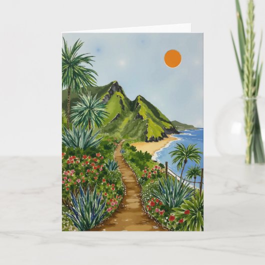 Ne Pali Coast Kauai Hawaii Waterverf Bedankkaart (Voorkant)