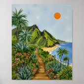 Ne Pali Coast Kauai Hawaii Waterverf Poster (Voorkant)